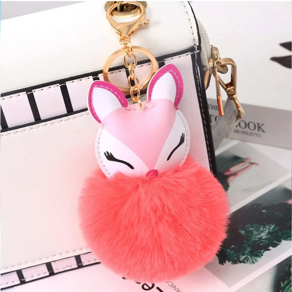 Cute Fox Pom Pom Key Chain